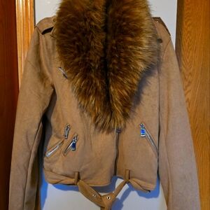 Tan Suede w Fur Jacket